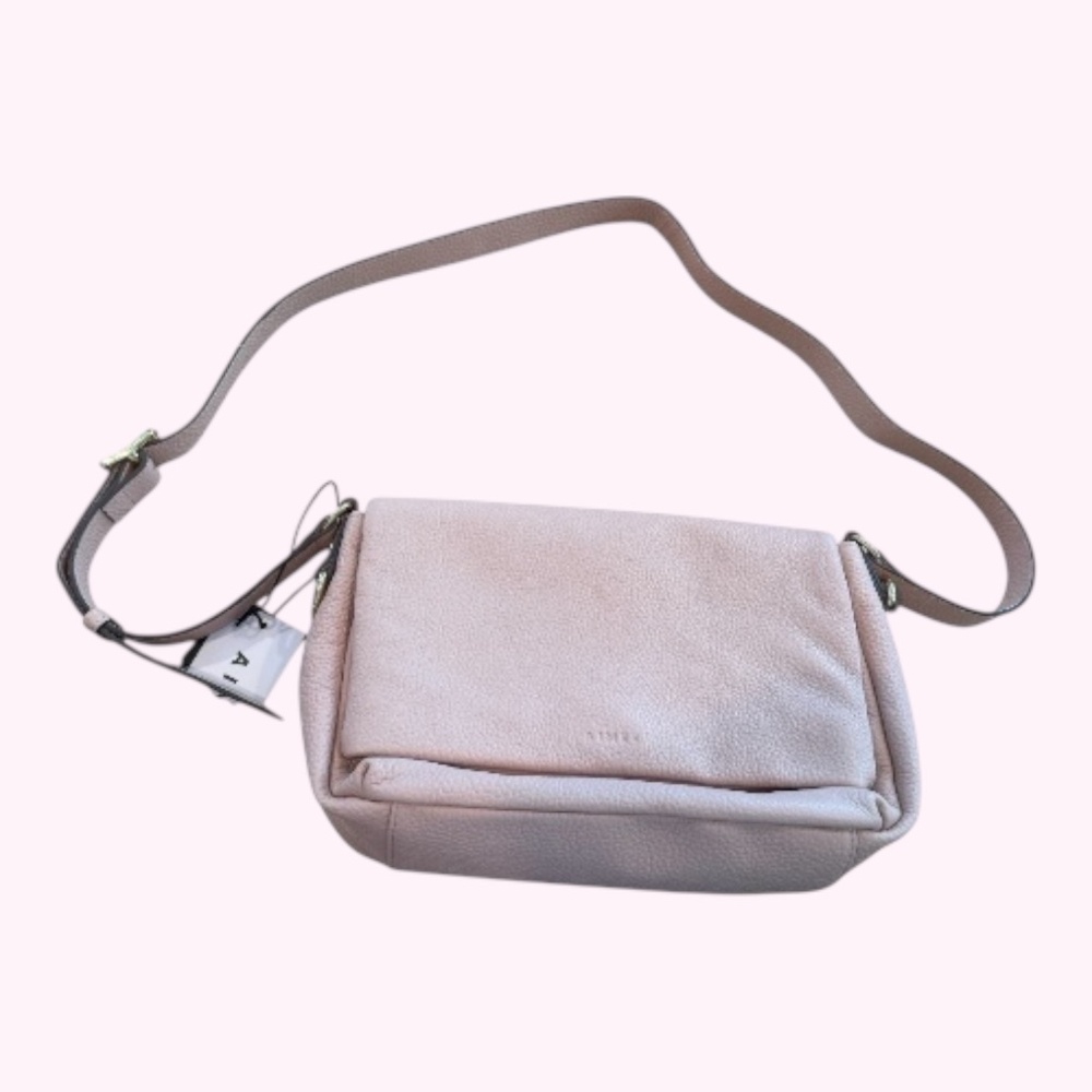 NWT AIMEE Preston Medium Leather Crossbody Bag | Rose Quartz